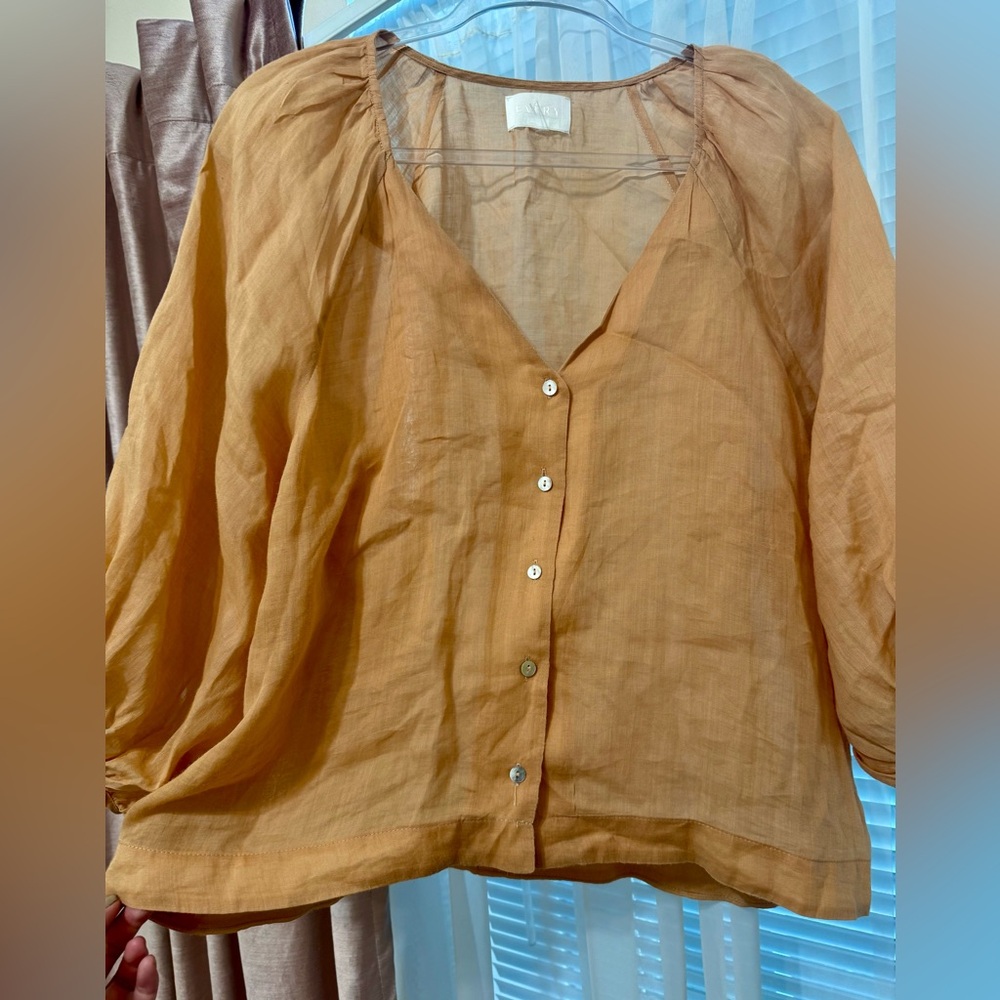 Women's Button-Up Blouse in Tan